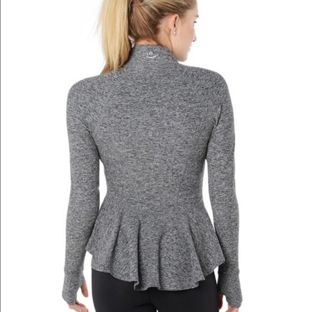 Athletic Beyond Yoga Modern Muse Peplum Jacket Large Gray Workout Athleisure